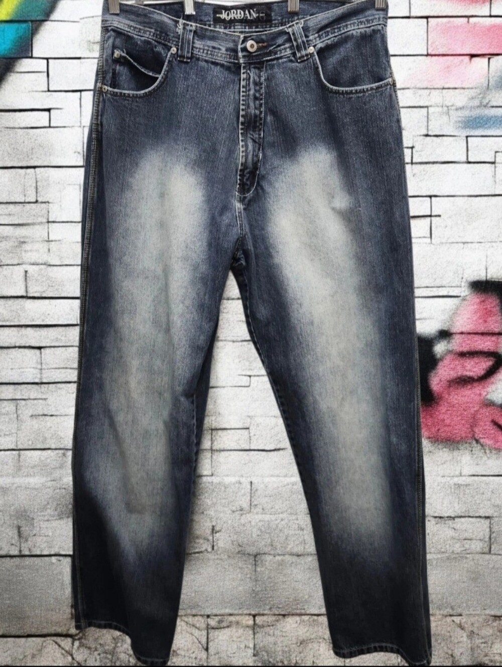 Jordan Craig Factory Distressed Blue Jeans Mens 38x34 Y2K Skater Relaxed Casual